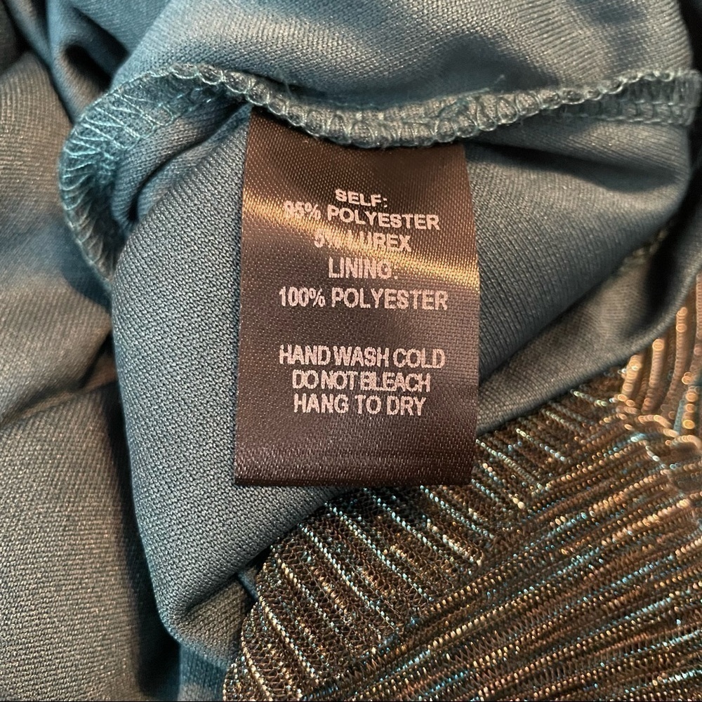 Lulu’s Ailey Gold and Teal Blue Skater Mini Dress w/ Metallic Gold Threading NWT - Picture 13 of 14